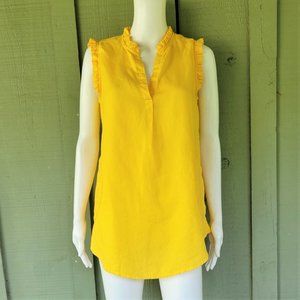 FOR CYNTHIA Golden Yellow Linen Sleeveless Top Medium M